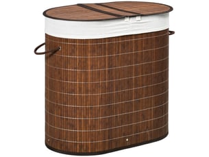 Panier à linge 100 l en bambou avec couvercle, poignée et 2 sacs, tri du linge, salle de bain