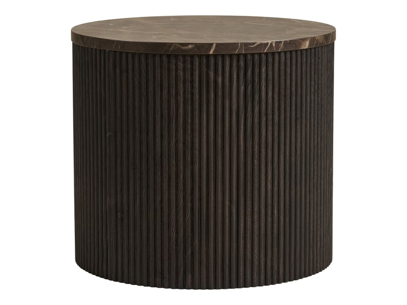  Table d'appoint rota effet marbre marron foncé avec base cannelée ø45 cm  - Conforama B