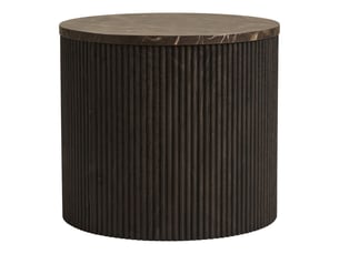 Table d'appoint rota effet marbre marron foncé avec base cannelée ø45 cm