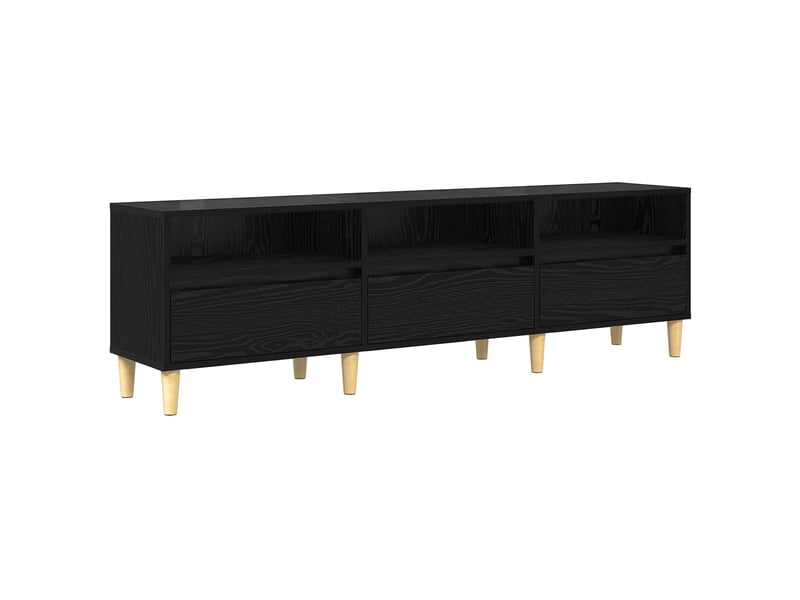  Meuble tv - banc tv - meuble de rangement 150 x 30 x 45 cm chêne noir bois d'ingénierie  - Conforama A
