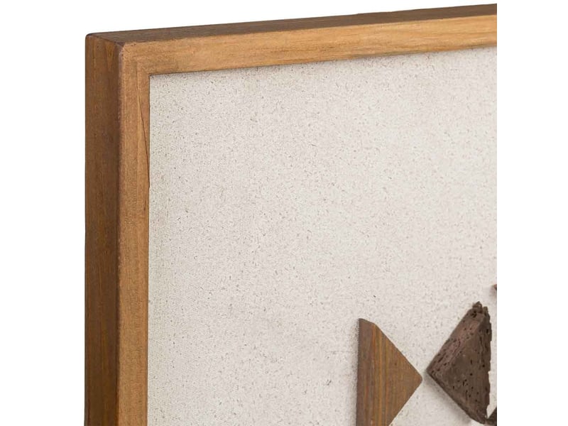 Tableau artisanal en bois recyclé relief beige et blanc 62x4x62 cm h - Conforama E