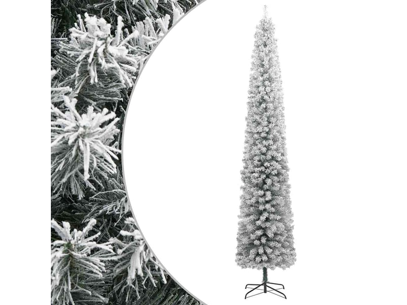  Sapin de noël, arbre de noël mince avec support et flocon de neige 300 cm pvc  - Conforama B