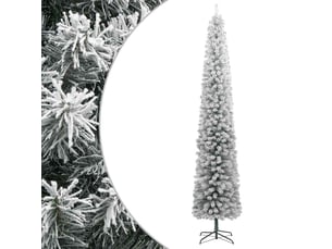Sapin de noël, arbre de noël mince avec support et flocon de neige 300 cm pvc