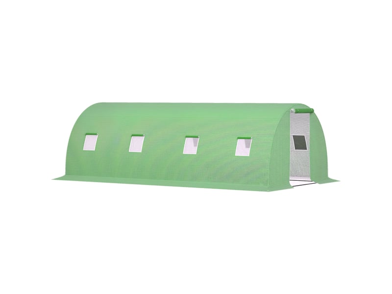  Serre tunnel jardin 18 m², 6lx3lx2h m, 8 fenêtres, porte zippée enroulable, acier galvanisé, pe haute densité, vert.  - Conforama A