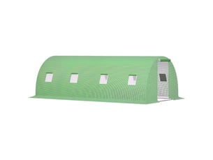 Serre tunnel jardin 18 m², 6lx3lx2h m, 8 fenêtres, porte zippée enroulable, acier galvanisé, pe haute densité, vert.