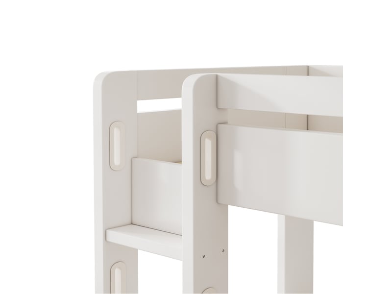  Lit mezzanine enfant 90x200 cm blanc avec bureau en l, étagères et tiroirs, usb-c – rangement gain de place  - Conforama D