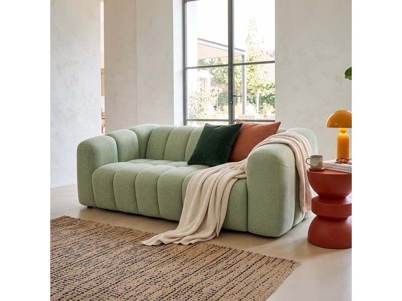  Canapé capitonné 3 places en tissu chenille vert sauge - belleville Belleville - Conforama B