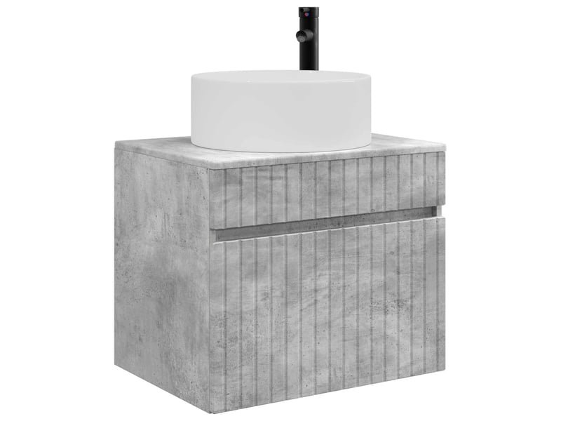  Cabinet salle de bain mural, meuble de rangement gris béton 59x44.5x50 cm  - Conforama C