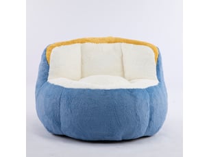 Fauteuil poire géant, canapé pouf en fausse fourrure bleu blanc jaune, rempli de mousse, 106 x 110 x 77 cm, salon et chambre