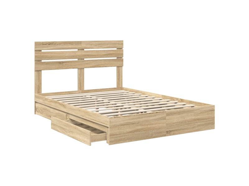  Lit double- lit adulte -  lit de rangement chêne sonoma 160 x 200 cm bois d'ingénierie  - Conforama D