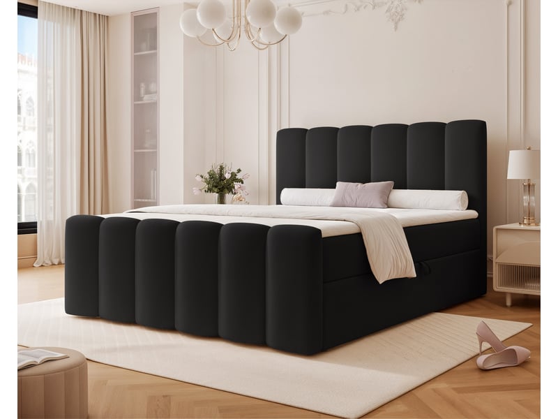  Lit adulte ferrero - 140x200 cm - coffre de rangement à ouverture latérale - avec matelas à ressorts - noir FERRERO - Conforama B