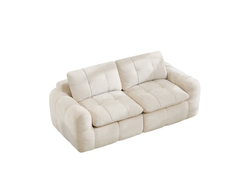  Canapé modulable 2 places en chenille beige, assise profonde, sans montage  - Conforama A