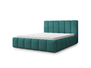 Lit coffre 200x200 cm <strong>MASSENO</strong> <strong></strong> coloris bleu