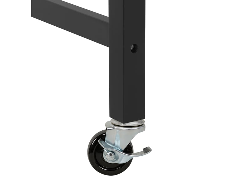 Îlot de cuisine sur roulettes avec plan de travail extensible, 3 tiroirs, étagère à épices, noir et naturel - Conforama E