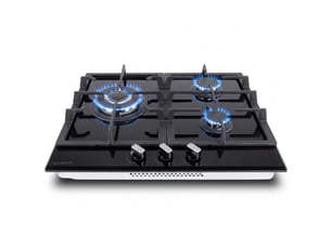 Beldeko plaque de cuisson gaz 3 feux 60 cm verre noir - grilles fonte - marque française