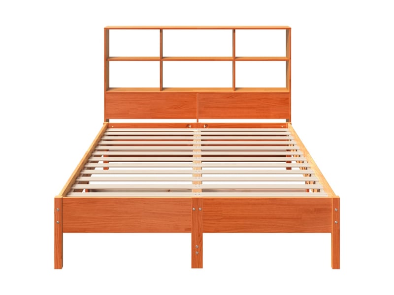  Lit double- lit adulte -  lit bibliothèque sans matelas  marron 150x200 cm pin massif  - Conforama C