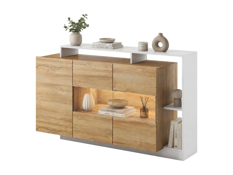  Buffet hafa, armoire 8 étagères, 155x44x94h cm chêne marron Hafa - Conforama A