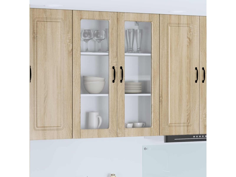 Meuble mural de cuisine, cabinet en verre mural chêne sonoma 80x31x100cm shl8199  - Conforama B