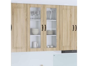 Meuble mural de cuisine, cabinet en verre mural chêne sonoma 80x31x100cm shl8199