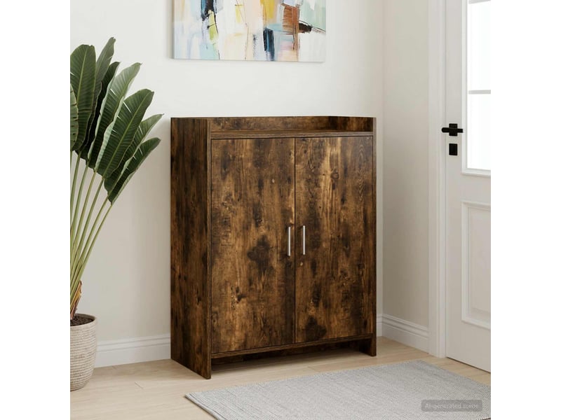  Meuble à chaussure, cabinet à chaussures avec stockage chêne fumé 73,5x36x92 cm shl3332  - Conforama B