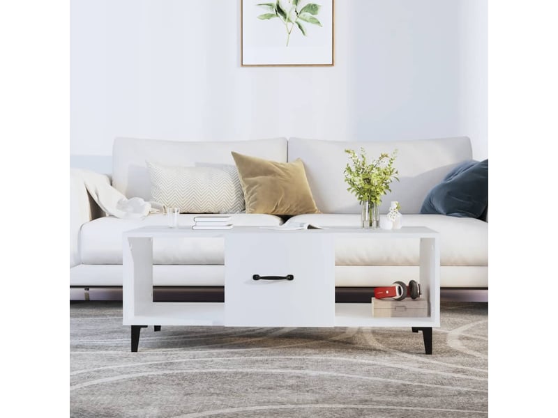  Table basse rectangulaire | table de salon blanc 102x50x40 cm bois d'ingénierie shl6885  - Conforama B