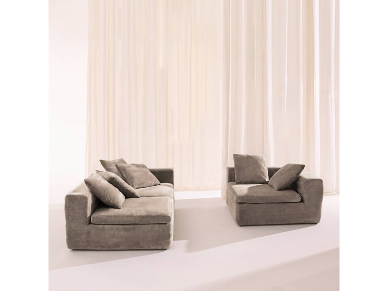  Canapé modulable tissu chenille 4 places beige foncé - movi  - Conforama C