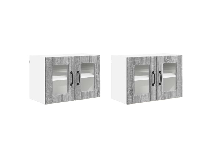  Cabinet en verre mural 2 pcs gris sonoma bois d'ingénierie shl3248  - Conforama A