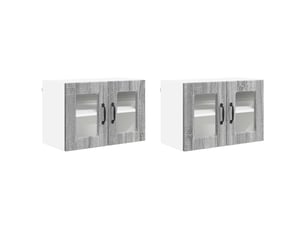 Cabinet en verre mural 2 pcs gris sonoma bois d'ingénierie shl3248
