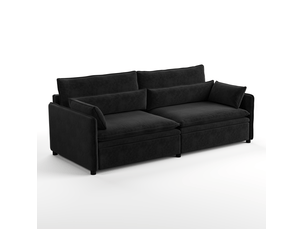 Canapé droit convertible MODENUIT   3 places Tissu noir avec coffre de rangement