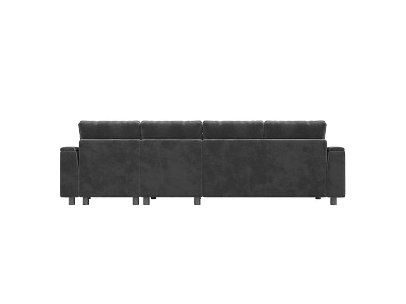  Canapé d’angle réversible 4 places 280x137 cm – gris – rangements, tablette porte-gobelets et ports de charge  - Conforama D