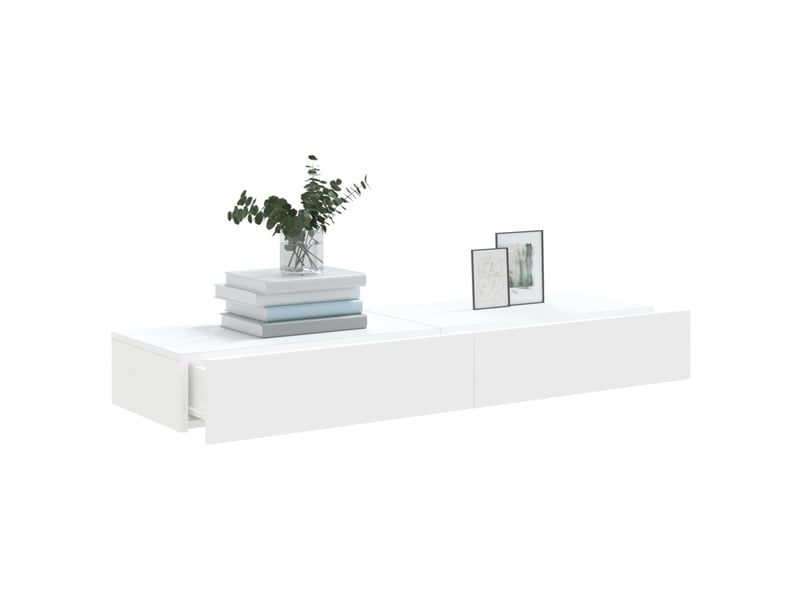  Meubles tv - banc tv - meuble de rangement avec éclairage led 2 pcs blanc 60x35x15,5 cm  - Conforama E