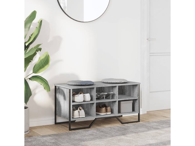 Meuble à chaussure, armoire à chaussures sonoma gris 90x38x45,5cm bois d'ingénierie  - Conforama C