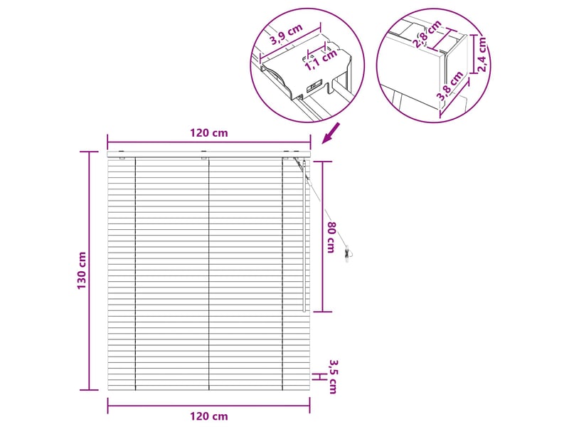  Store vénitien, store de fenêtre marron foncé 120 x 130 cm 35 mm cf47965  - Conforama E