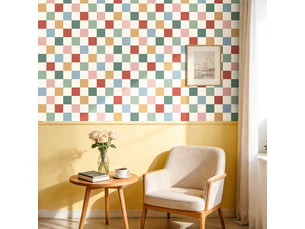 Carrés colorés style bohème – papier peint décoratif pour chambre d'enfant – papier peint en vinyle autocollant (43 x 600 cm)