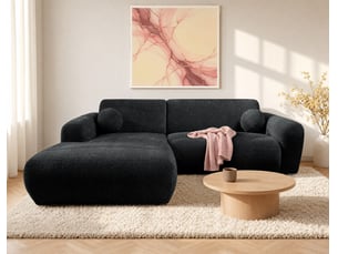 Louise - canapé d'angle gauche 4 places en velours texturé - best mobilier - gris anthracite