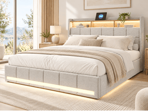 Lit 2 places 140x190 cm DAHUEN coloris beige