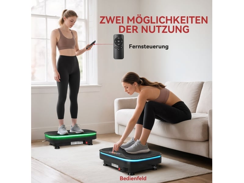  Plateforme vibrante 47 x 32 x 12 cm noire en abs et acier q235, bluetooth, télécommande et 99 vitesses  - Conforama E