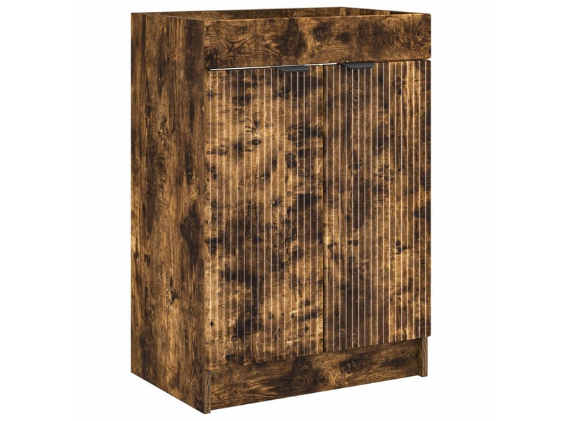  Armoire sous évier de salle de bain, meuble de rangement chêne fumé shl2325  - Conforama A