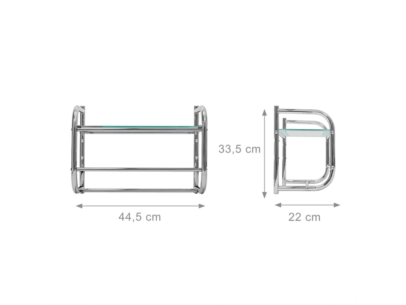  Étagère porte-serviettes murale avec tablette 60 x 20 x 10 cm 2 barres de séchage design élégant en acier chromé 13_0003256  - Conforama B