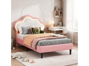 Lit simple 90x200 cm EZSSW coloris rose