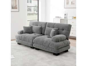 Canapé d'angle, canapé 2 places, coussins inclus, style cloud, en chenille