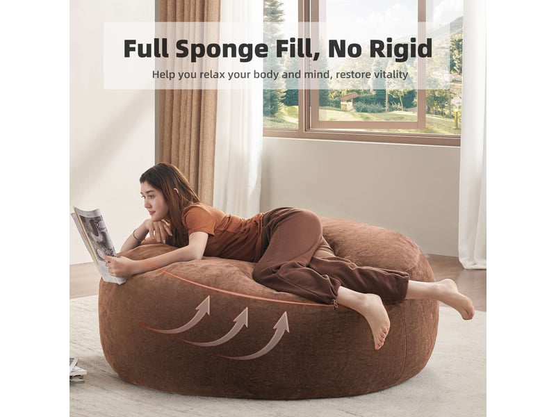 Pouf géant 5ft, fauteuil poire adulte, gris foncé, siège lecture confortable  - Conforama B