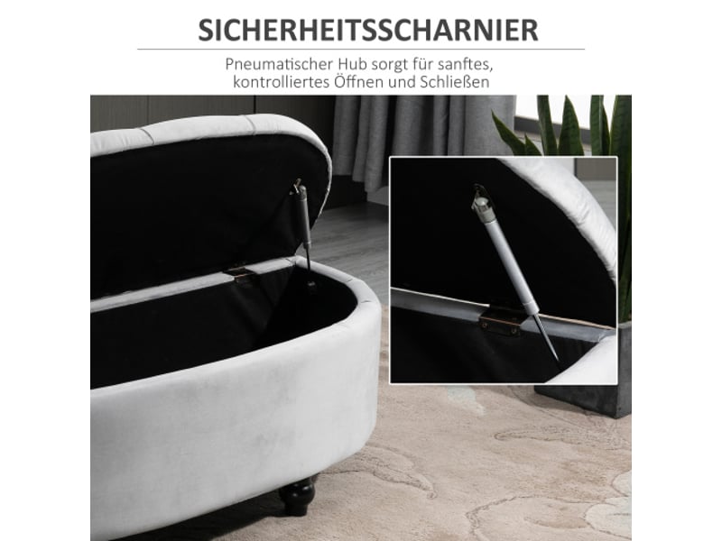  Banc coffre gris en velours, bois d’hévéa, avec rangement, pour chambre et salon  - Conforama D
