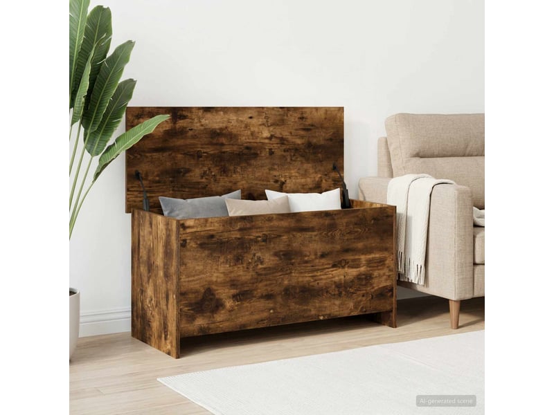  Coffre de rangement avec stockage chêne fumé 100x40x50 cm  - Conforama D