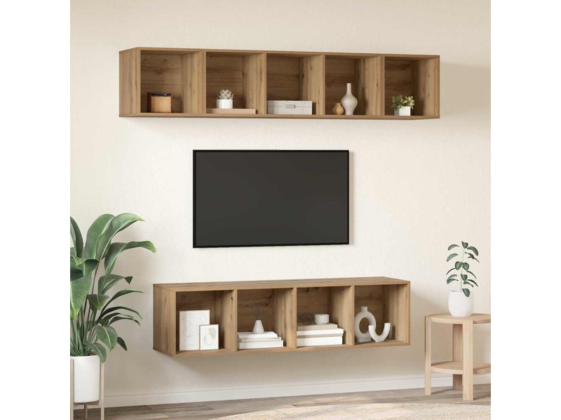  Ensemble meuble tv - banc tv - meuble de rangement 4 pcs chêne artisanal bois d'ingénierie  - Conforama D