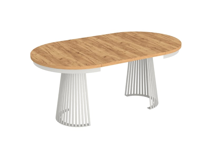  Selsey garda - table à manger ronde extensible - 100 cm - chêne craft doréblanc Garda - Conforama E