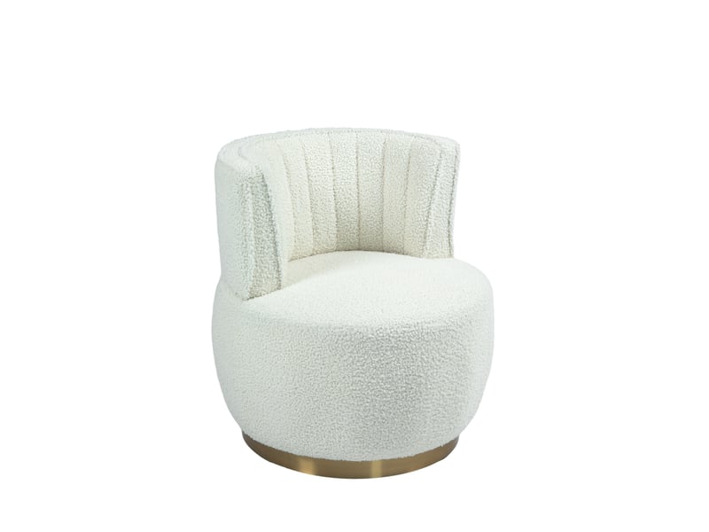 Fauteuil pivotant 360 degres 62,5 x 62 cm – blanc – dossier enveloppant, assise en tissu peluche doux - Conforama E