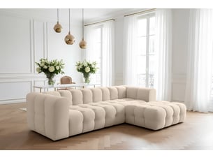 Canapé d'angle baloo l, pour salon, tissu tiffany, droit, beige