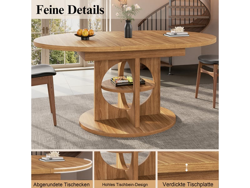  110–150 noir table à manger extensible avec rangement, design moderne, structure fonctionnelle pour cuisine et salle à manger  - Conforama D