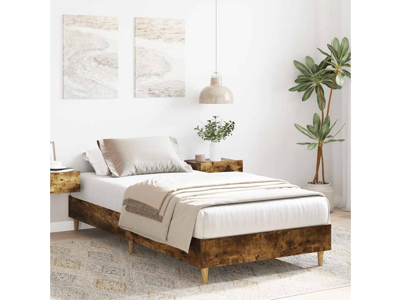  Lit simple- lit adulte -  cadre de lit sans matelas chêne fumé 100x200 cm bois ingénierie  - Conforama B